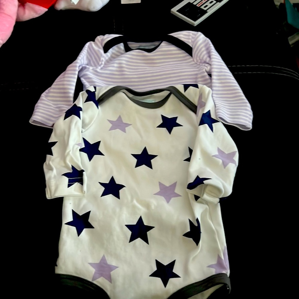 Primary onesies . stars and stripes . 0-3 months .